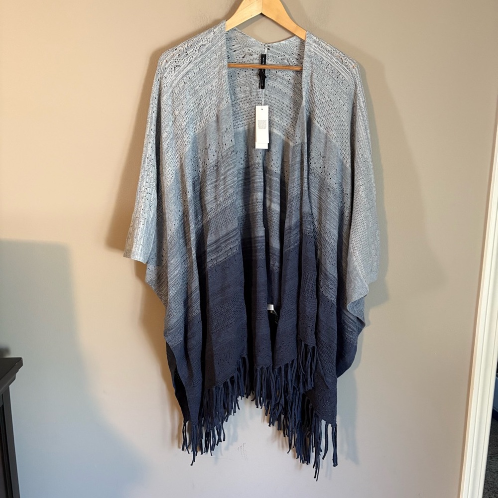 White House Black Market Ombre Knit Shawl with Fringe